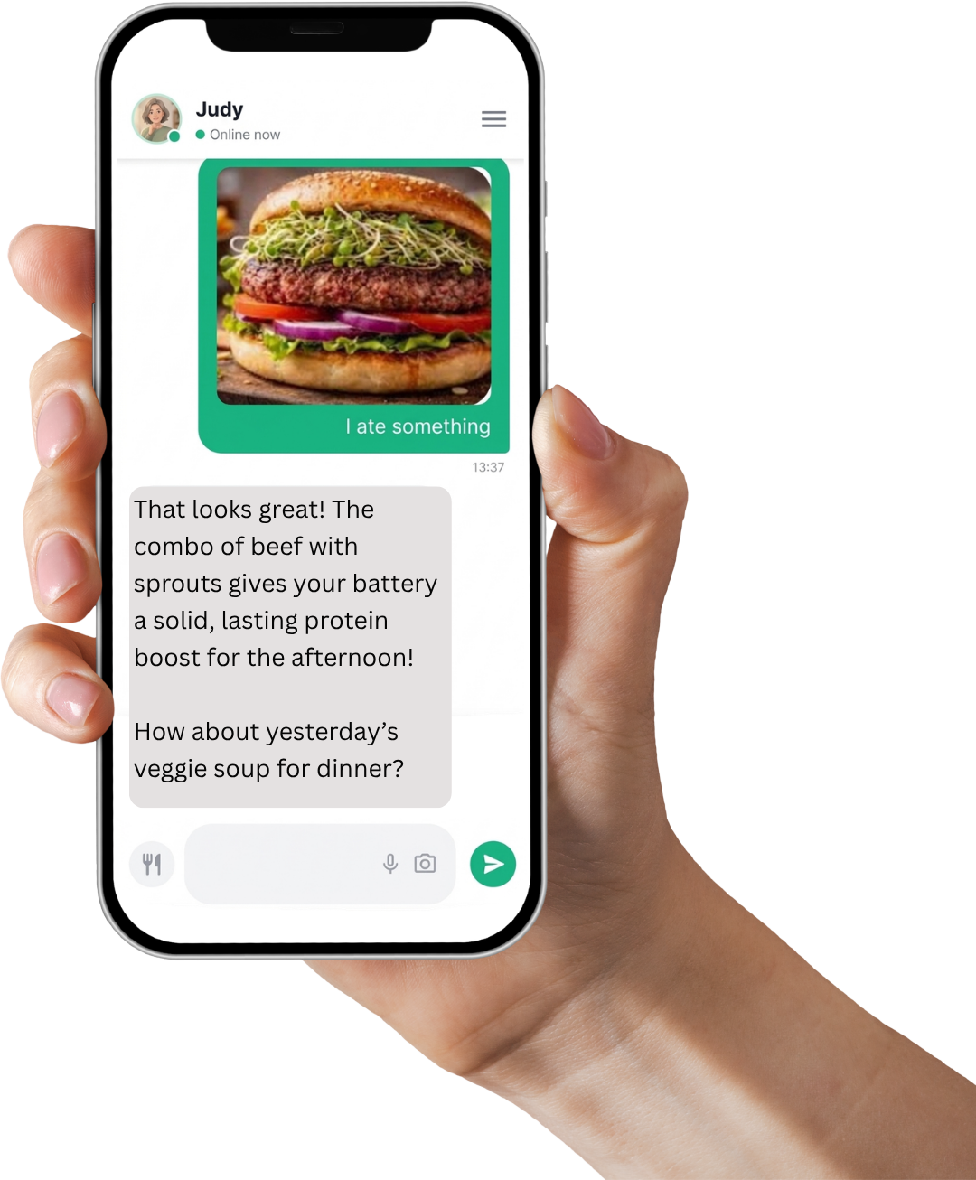 Judy chat — snap a meal, get kind, smart guidance